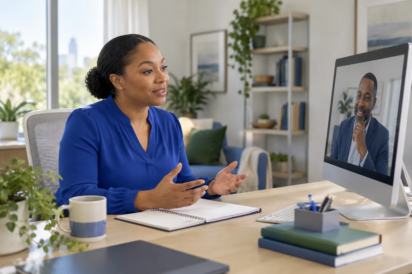 Remote administrative coordinator at a workstation
